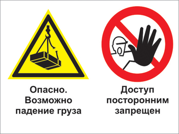 Кз 32 опасно - возможно падение груза. доступ посторонним запрещен. (пленка, 400х300 мм) - Знаки безопасности - Комбинированные знаки безопасности - Магазин охраны труда Протекторшоп